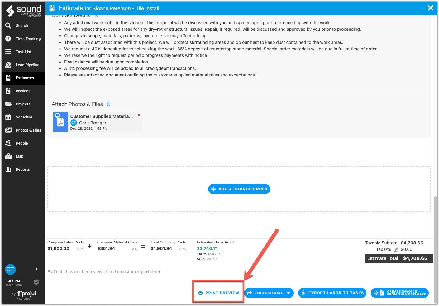 How Do I Print Or Save My Estimate Change Order Or Invoice As A Pdf