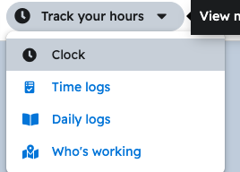 The Time tracking view menu with Time logs selected