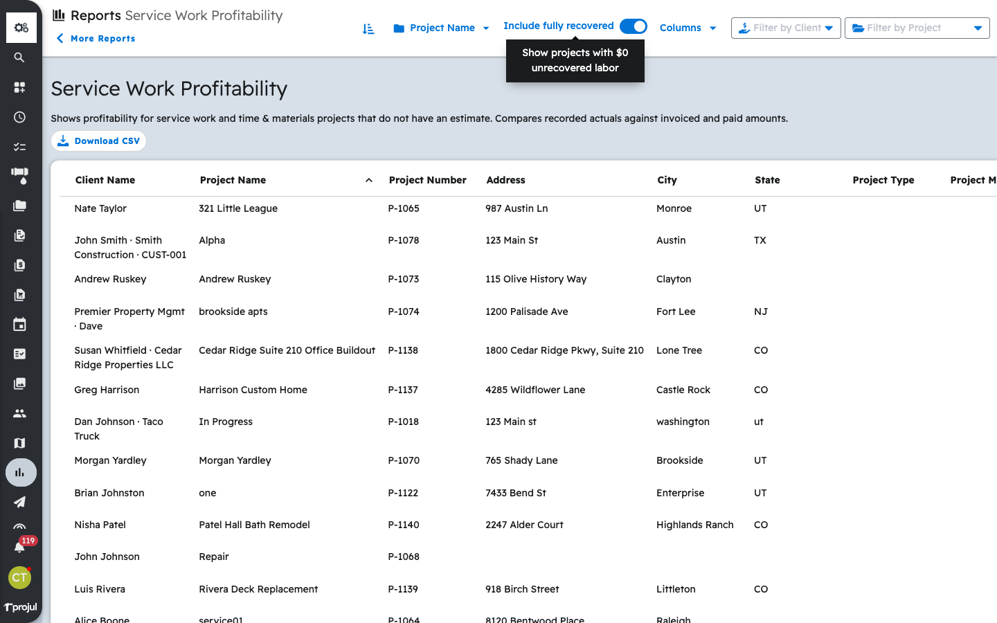 The Include fully recovered toggle and its tooltip