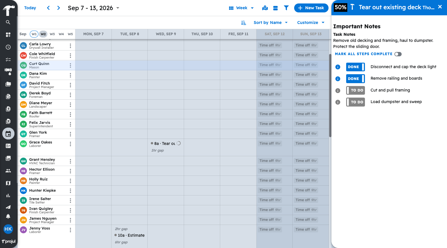The task panel open on the 